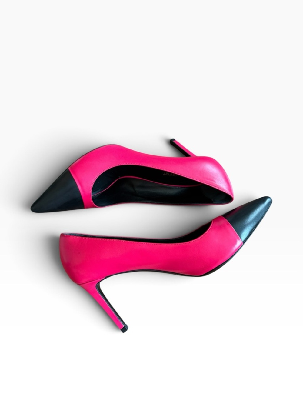 Saint Laurent Zoe Cap-Toe Leather Stiletto Heel Pumps Pink/Black EU 39.5 US 9.5 - Picture 10 of 14